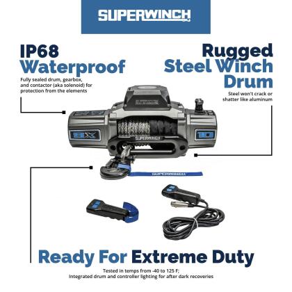 Superwinch SX12SR Winch Graphite 12V 12000 lbs with Synthetic Rope