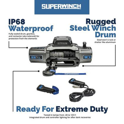 Superwinch SX12SR Winch Graphite 12V 12000 lbs with Synthetic Rope