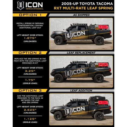 ICON 05-23 Tacoma Multi Rate RXT Leaf Packs w/ Add In Leafs